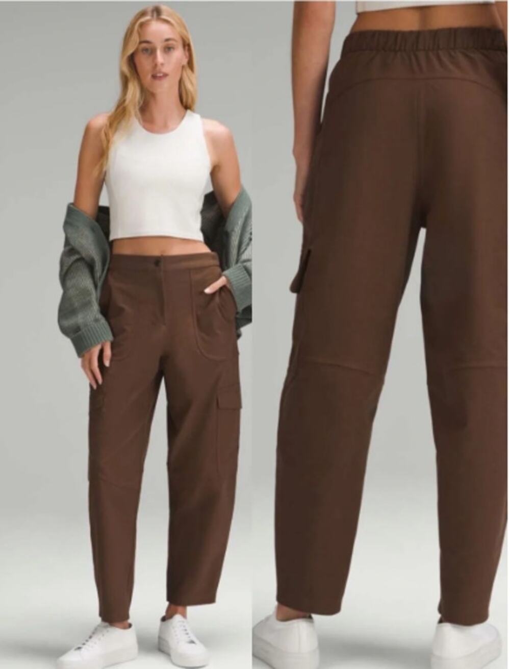Lululemon Light Utilitech Cargo Pocket High Rise Pants Java Brown Women's Sz 31